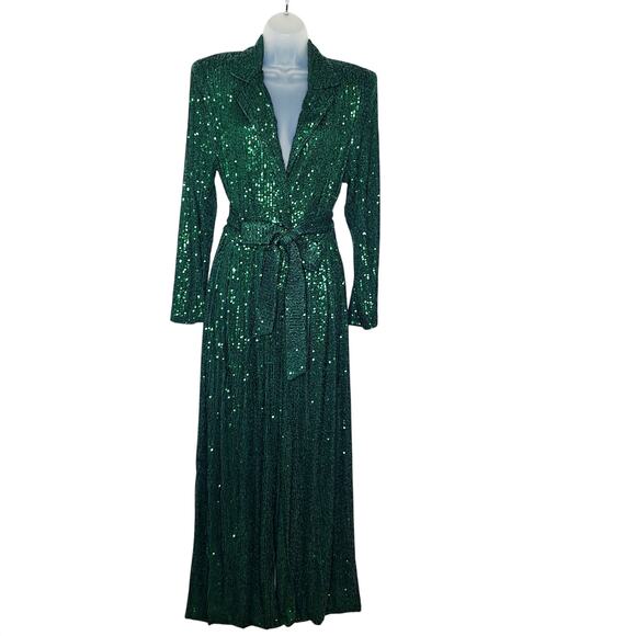 Eloquii Pants - Eloquii Sequin Wide Leg Jumpsuit Emerald Green 16 Swiftie Disco Mermaid Party